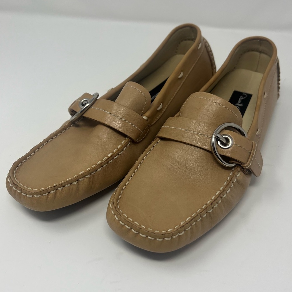 DAVID AARON Rudie Camel Leather Loafers Shoes Women's Sz 8M Casual NEW